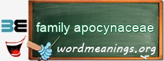 WordMeaning blackboard for family apocynaceae